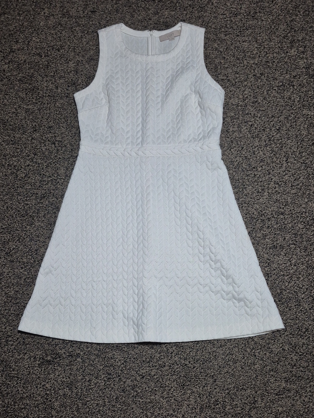 LOFT Ivory Textured Sleeveless Sheath Dress